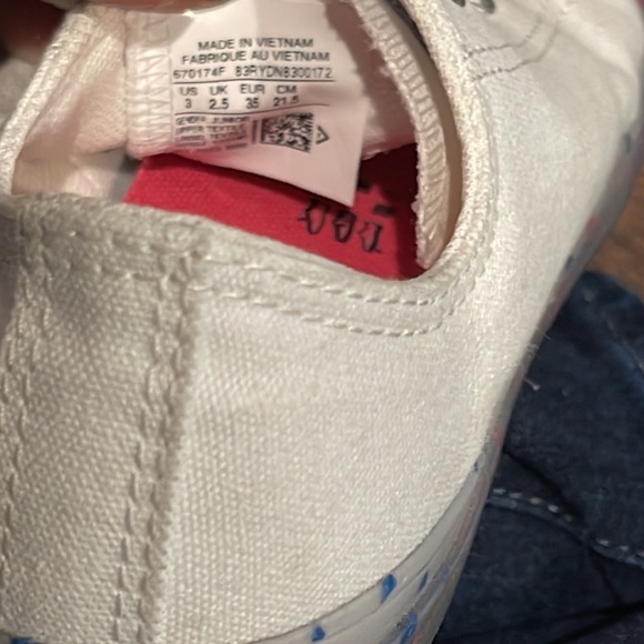 Girls Converse White Fabric Size 3 - Picture 5 of 5
